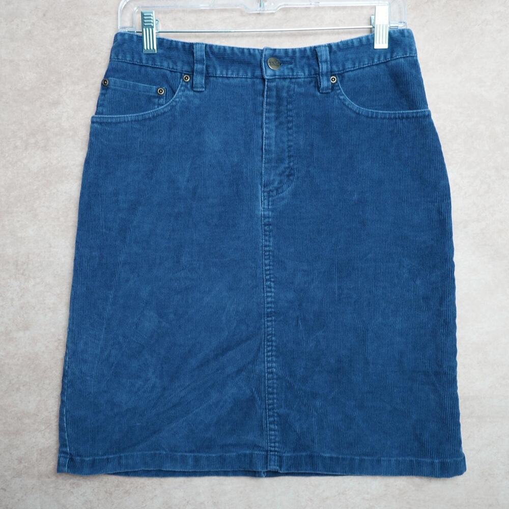 L L Bean Blue Corduroy Skirt Size 4